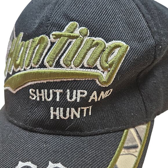Shut Up and Hunt Hunting Hat Adjust. back 100 percent cotton Bullet Holes Brim - Picture 5 of 8